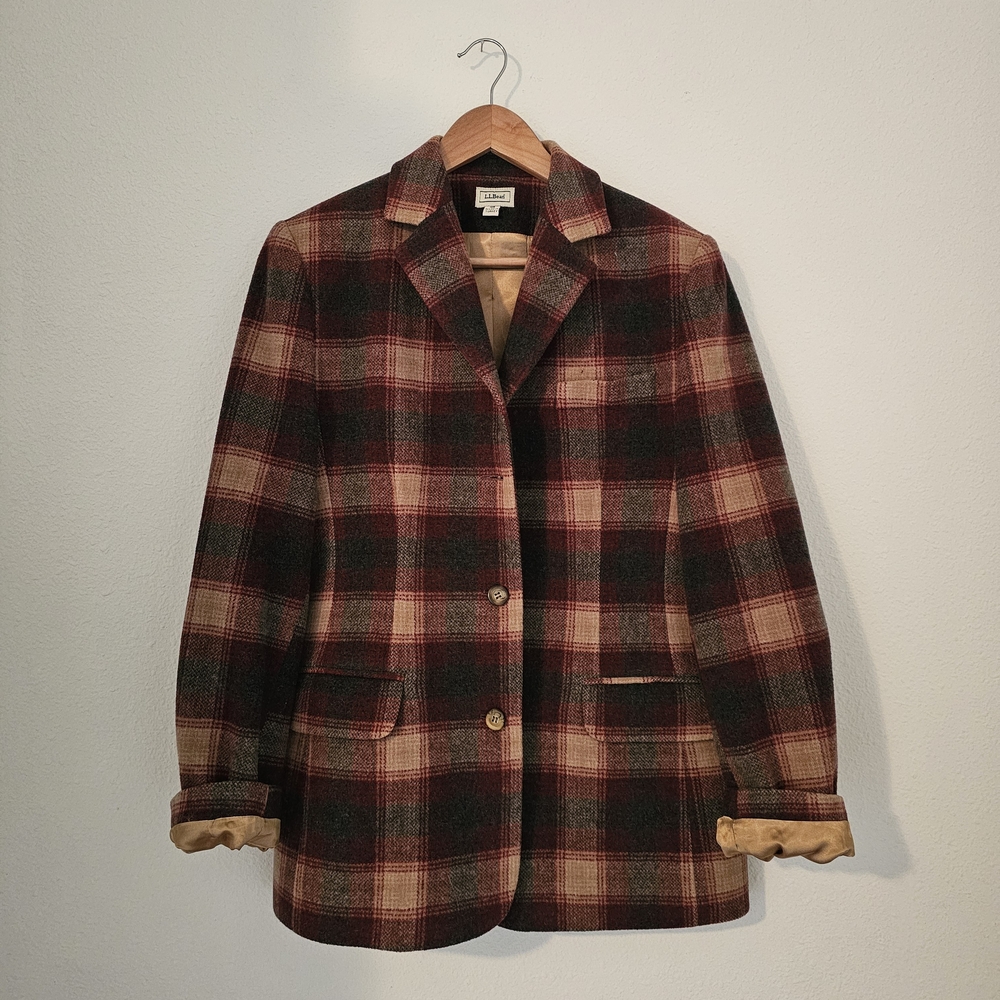 L.L. Bean Women's Plaid Blazer - Red and Brown - Picture 2 of 7
